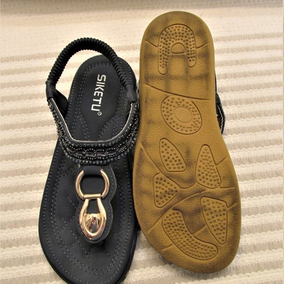 Navy Leather Sandals - Picture 3 of 4